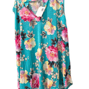 NWT Honeyme Pink and Teal Sleeveless Tank Top